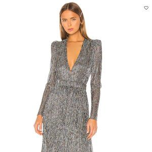 Sabina Musayev Metallic Long Sleeve Dress